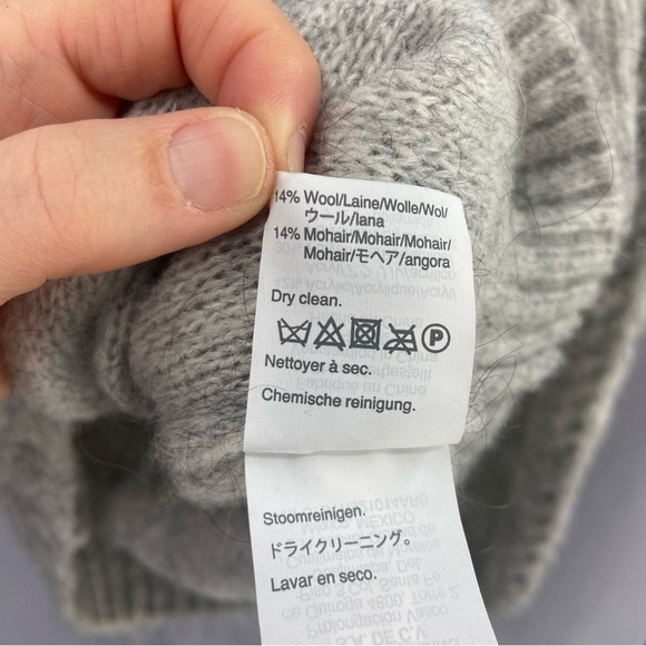 Point Sur Womens Pointelle Sweater Mohair Wool Blend Knitted Gray Small - Picture 6 of 8